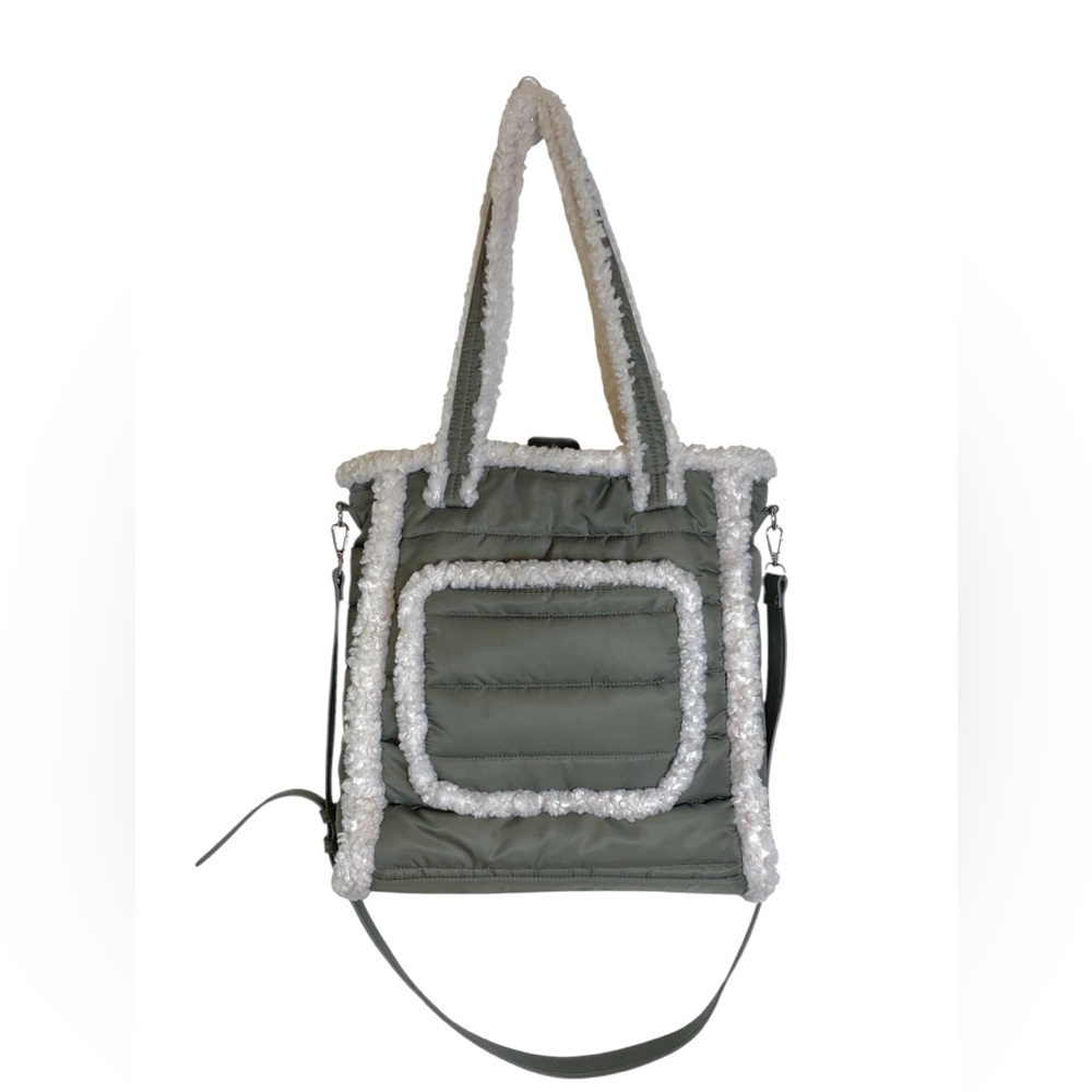 ASPEN Puffy Nylon & Sherpa Shoulder Crossbody Tote Bag